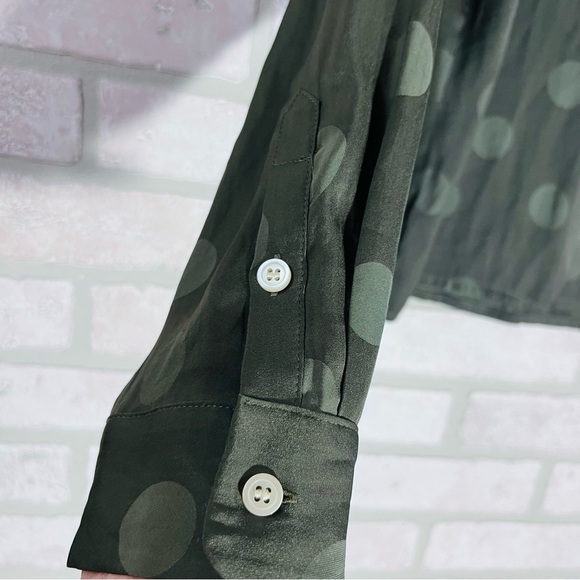 Madewell Jacquard Dot Pajama Long Sleeve Button Down Blouse in Green Size XL - Picture 5 of 8